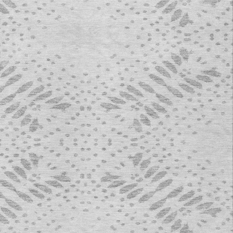 9' X 12' Gray And Silver Floral Washable Indoor Outdoor Area Rug