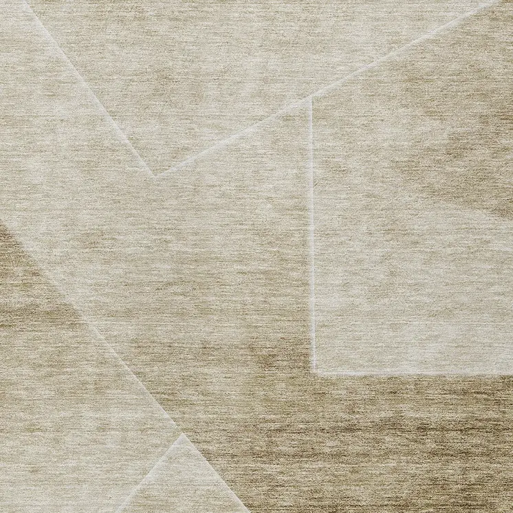 3' X 5' Beige Tan And Ivory Abstract Washable Indoor Outdoor Area Rug