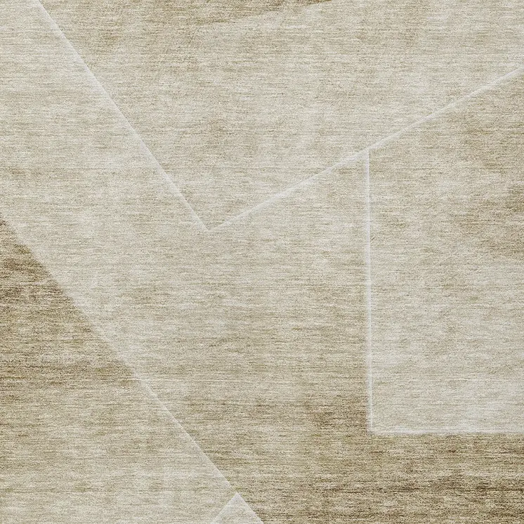 9' X 12' Beige Tan And Ivory Abstract Washable Indoor Outdoor Area Rug