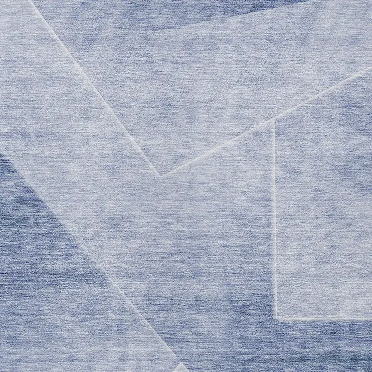 8' X 10' Navy Blue And Denim Blue Abstract Washable Indoor Outdoor Area Rug