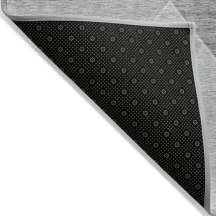 9' X 12' Gray Silver And Charcoal Abstract Washable Indoor Outdoor Area Rug