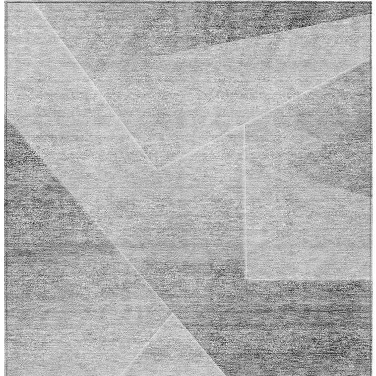 9' X 12' Gray Silver And Charcoal Abstract Washable Indoor Outdoor Area Rug