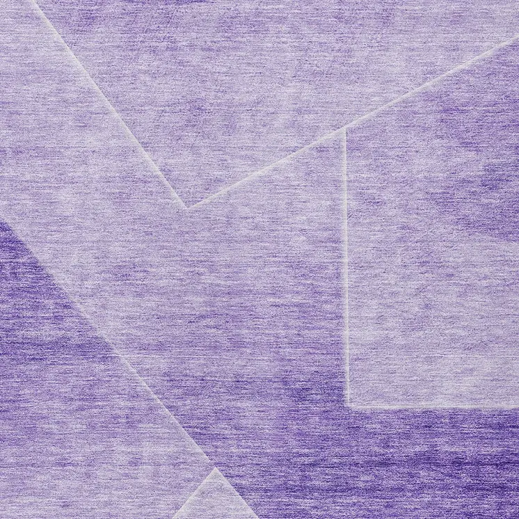 3' X 5' Purple And Ivory Abstract Washable Indoor Outdoor Area Rug