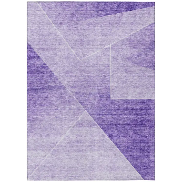 5' X 8' Purple And Ivory Abstract Washable Indoor Outdoor Area Rug