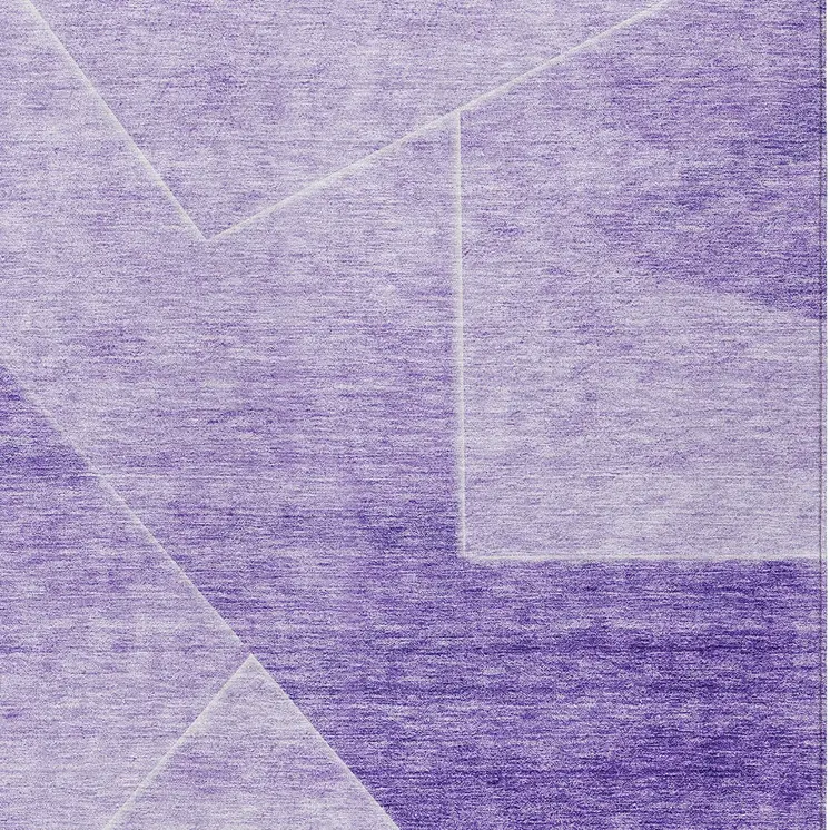 9' X 12' Purple And Ivory Abstract Washable Indoor Outdoor Area Rug