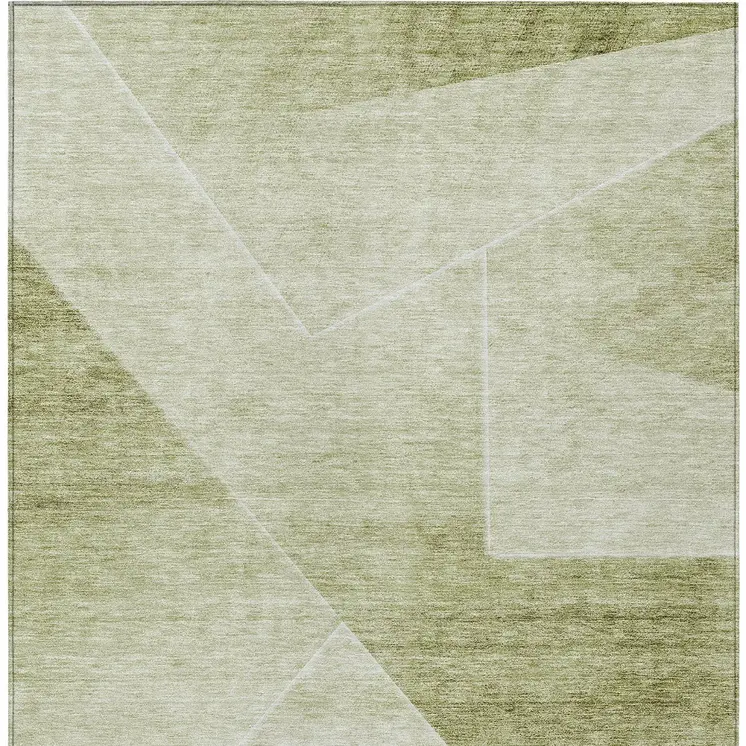 3' X 5' Sage And Artichoke Green Abstract Washable Indoor Outdoor Area Rug