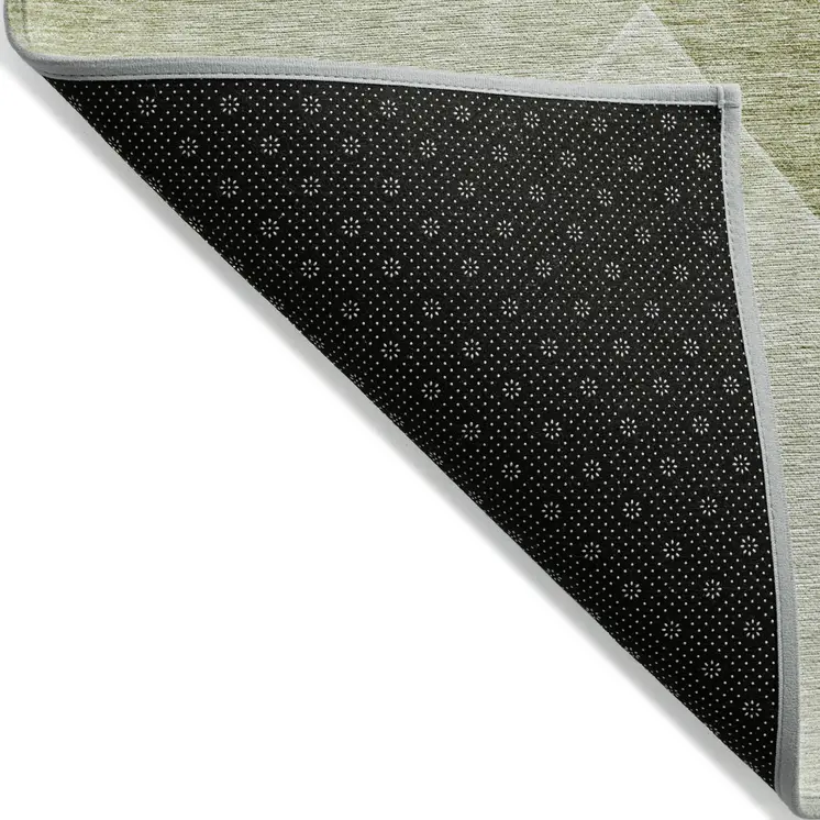 5' X 8' Sage And Artichoke Green Abstract Washable Indoor Outdoor Area Rug
