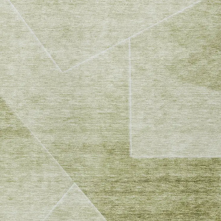 5' X 8' Sage And Artichoke Green Abstract Washable Indoor Outdoor Area Rug