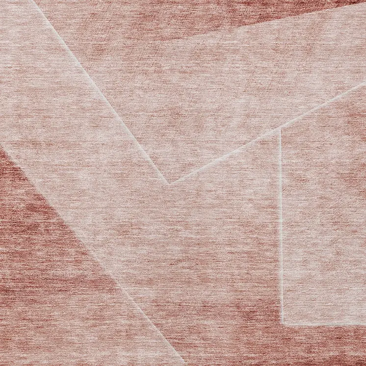 3' X 5' Salmon And Ivory Abstract Washable Indoor Outdoor Area Rug
