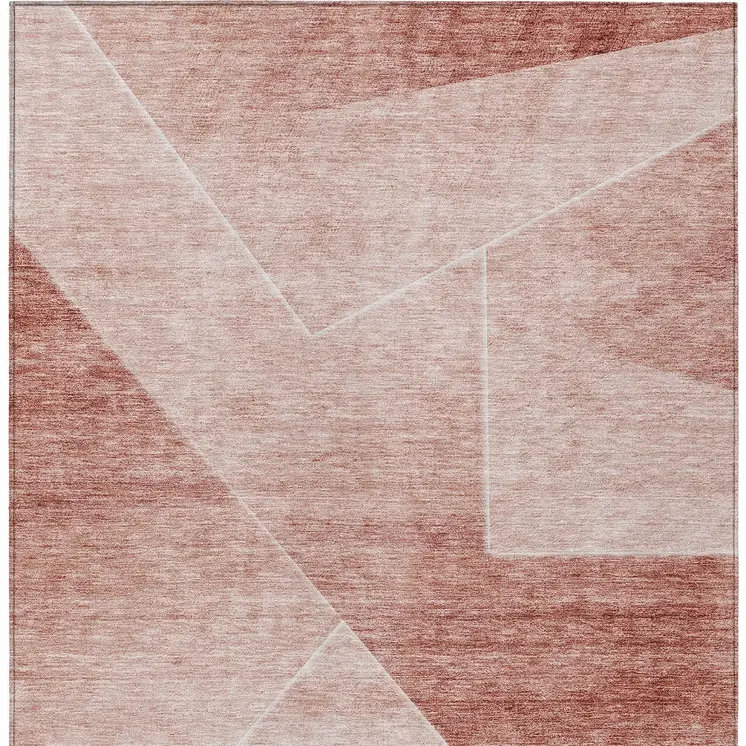 5' X 8' Salmon And Ivory Abstract Washable Indoor Outdoor Area Rug