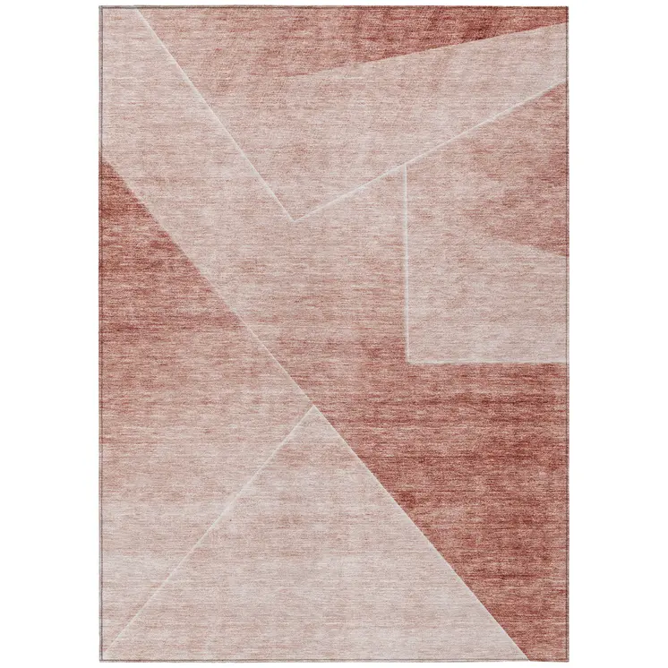 5' X 8' Salmon And Ivory Abstract Washable Indoor Outdoor Area Rug