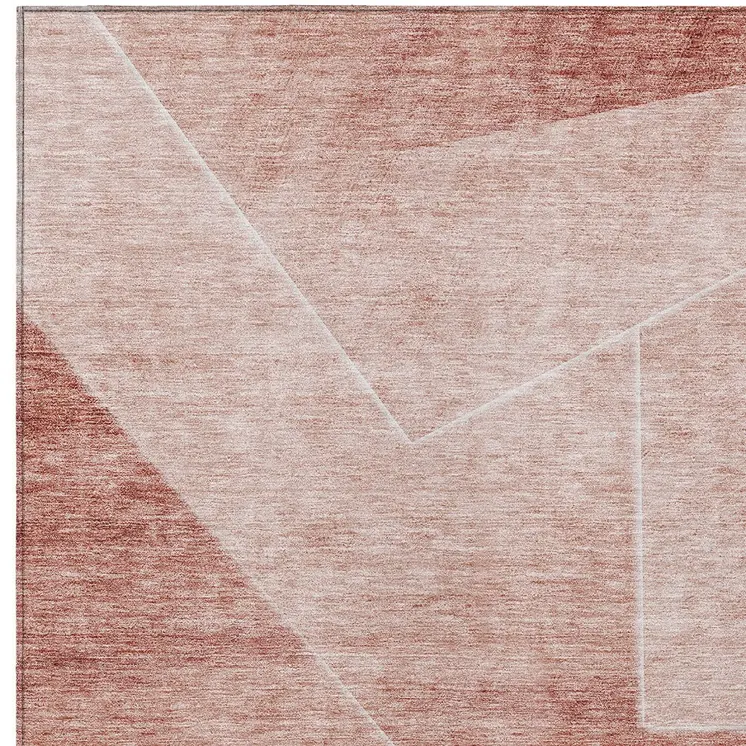5' X 8' Salmon And Ivory Abstract Washable Indoor Outdoor Area Rug