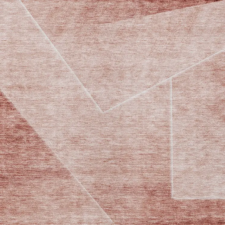 8' X 10' Salmon And Ivory Abstract Washable Indoor Outdoor Area Rug