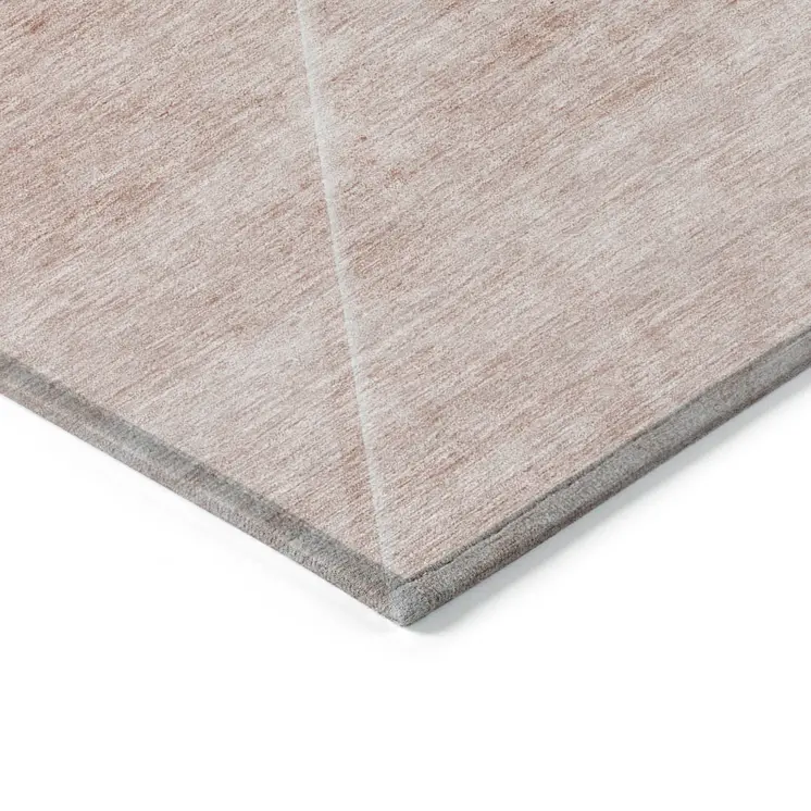 9' X 12' Salmon And Ivory Abstract Washable Indoor Outdoor Area Rug