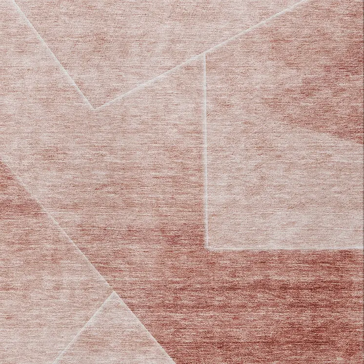 10' X 14' Salmon And Ivory Abstract Washable Indoor Outdoor Area Rug