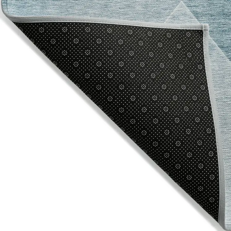 3' X 5' Teal Blue And Aqua Abstract Washable Indoor Outdoor Area Rug