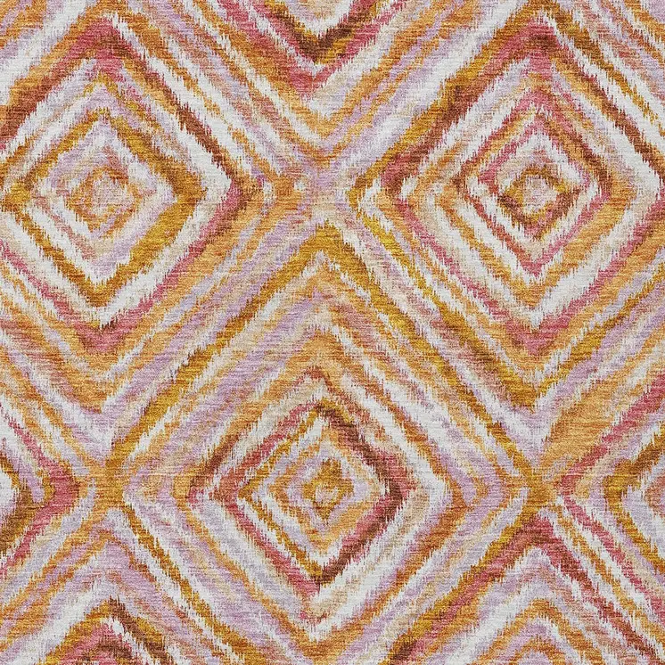 8' X 10' Orange Copper And Gold Geometric Washable Indoor Outdoor Area Rug