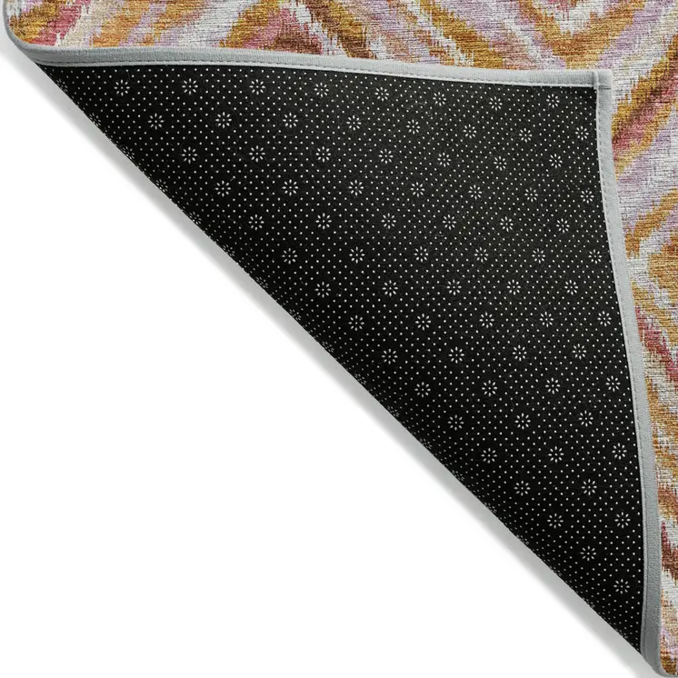 9' X 12' Orange Copper And Gold Geometric Washable Indoor Outdoor Area Rug
