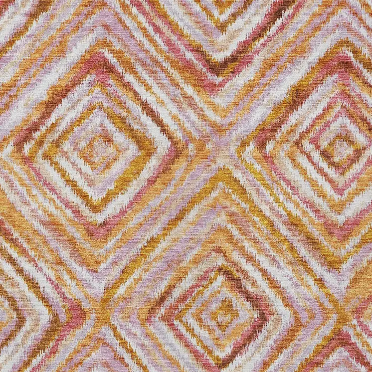 9' X 12' Orange Copper And Gold Geometric Washable Indoor Outdoor Area Rug