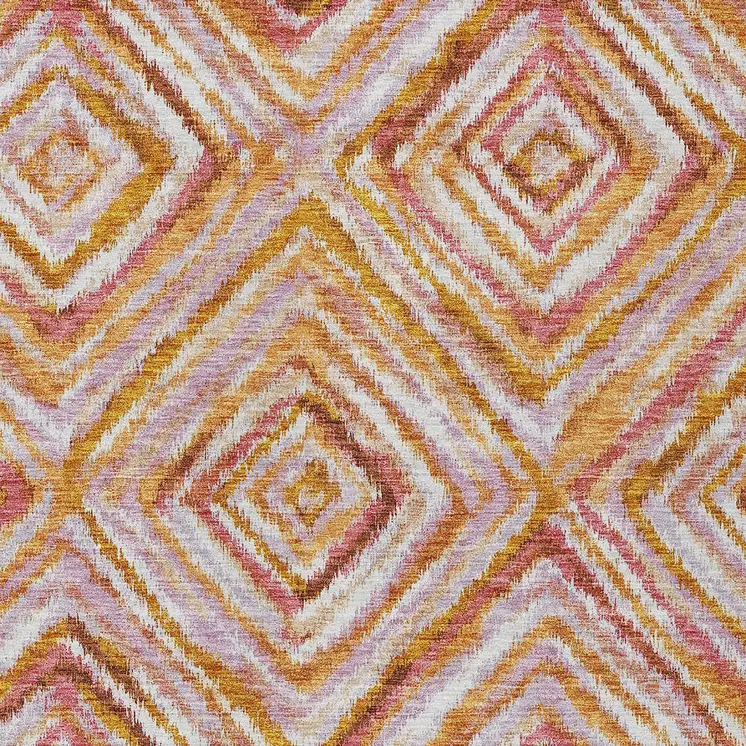 10' X 14' Orange Copper And Gold Geometric Washable Indoor Outdoor Area Rug