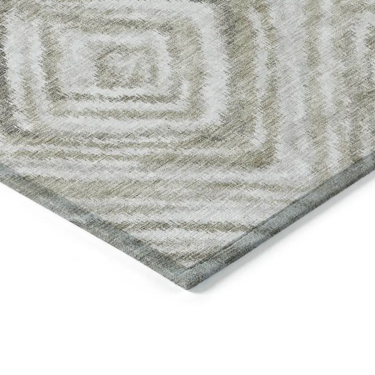 8' X 10' Beige Taupe And Ivory Geometric Washable Indoor Outdoor Area Rug