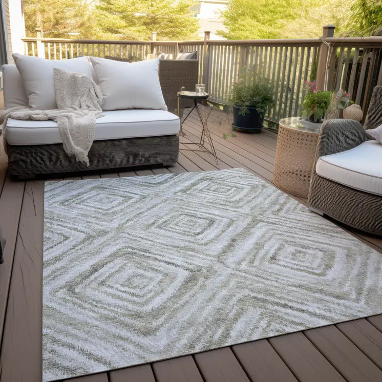 9' X 12' Beige Taupe And Ivory Geometric Washable Indoor Outdoor Area Rug