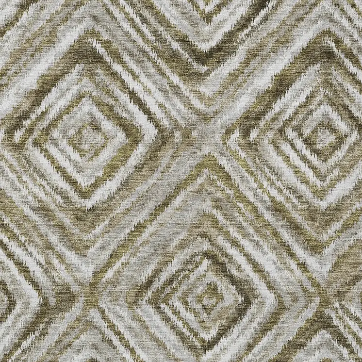 3' X 5' Brown Beige And Ivory Geometric Washable Indoor Outdoor Area Rug