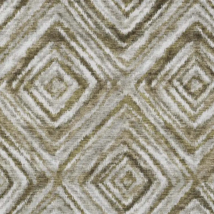 5' X 8' Brown Beige And Ivory Geometric Washable Indoor Outdoor Area Rug