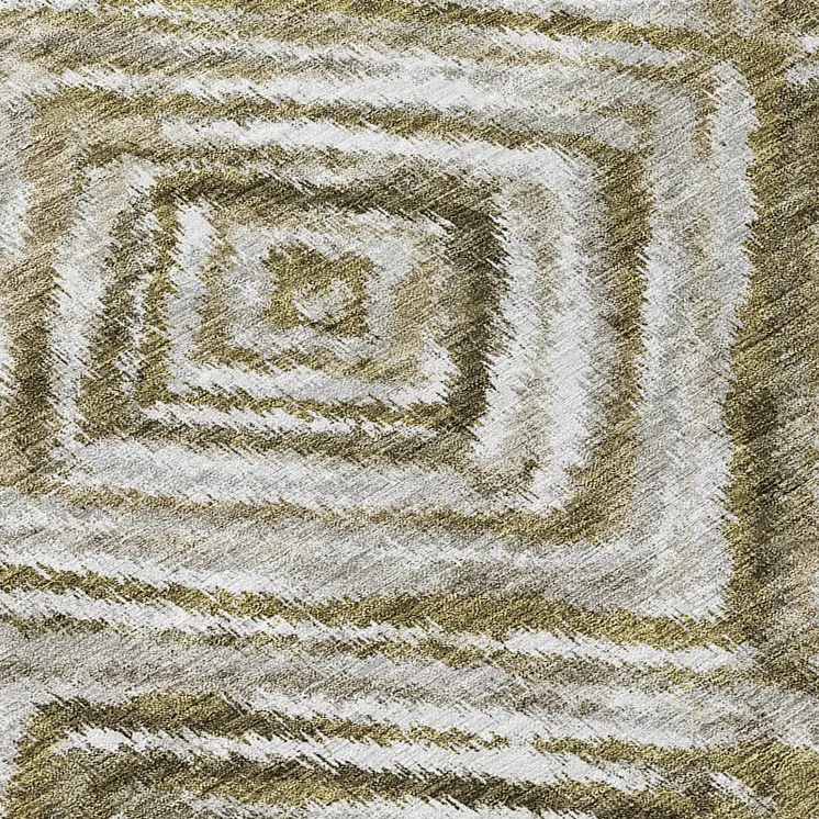 5' X 8' Brown Beige And Ivory Geometric Washable Indoor Outdoor Area Rug