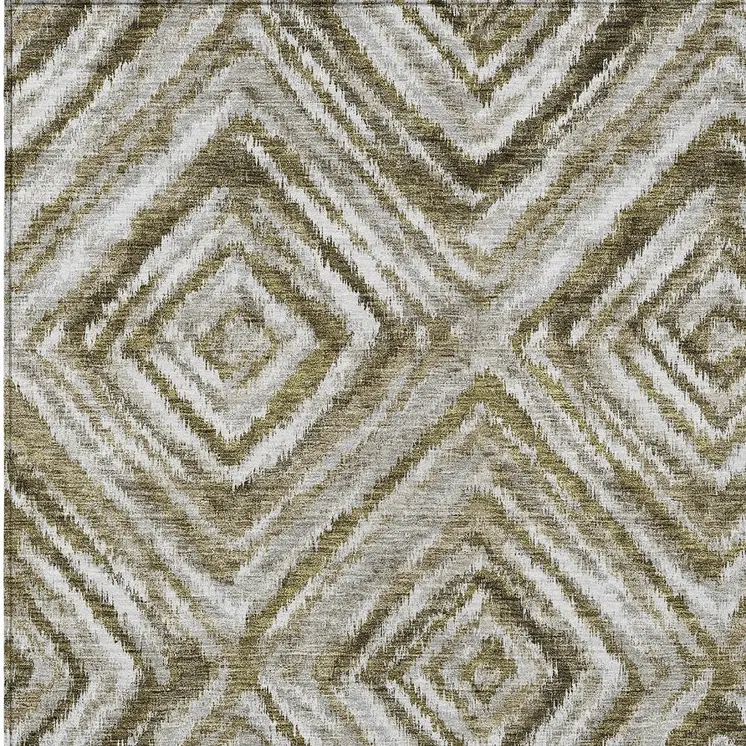 8' X 10' Brown Beige And Ivory Geometric Washable Indoor Outdoor Area Rug