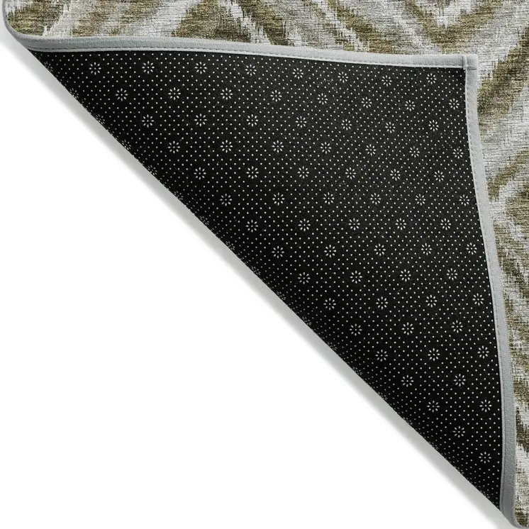 10' X 14' Brown Beige And Ivory Geometric Washable Indoor Outdoor Area Rug