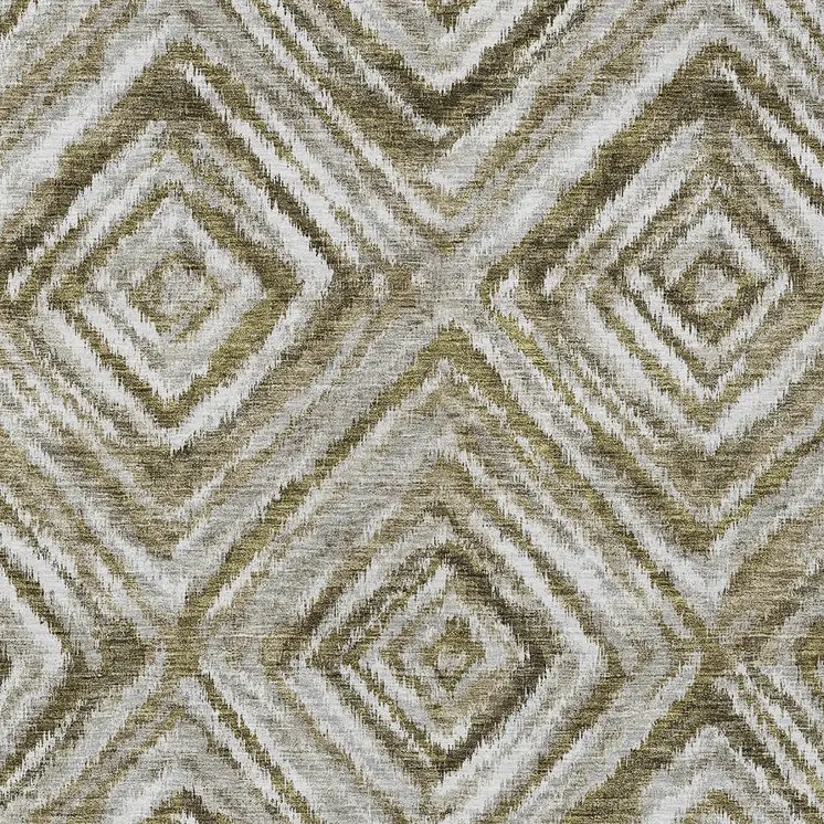 10' X 14' Brown Beige And Ivory Geometric Washable Indoor Outdoor Area Rug