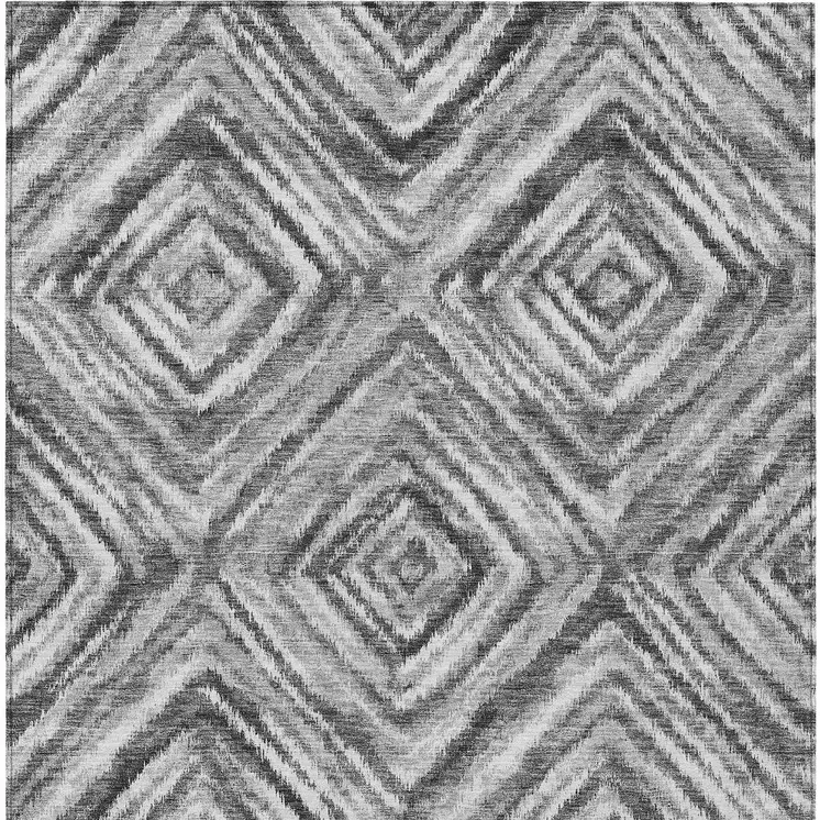 3' X 5' Gray Silver And Ivory Geometric Washable Indoor Outdoor Area Rug