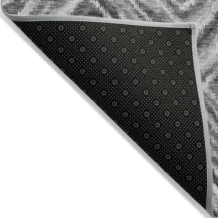8' X 10' Gray Silver And Ivory Geometric Washable Indoor Outdoor Area Rug