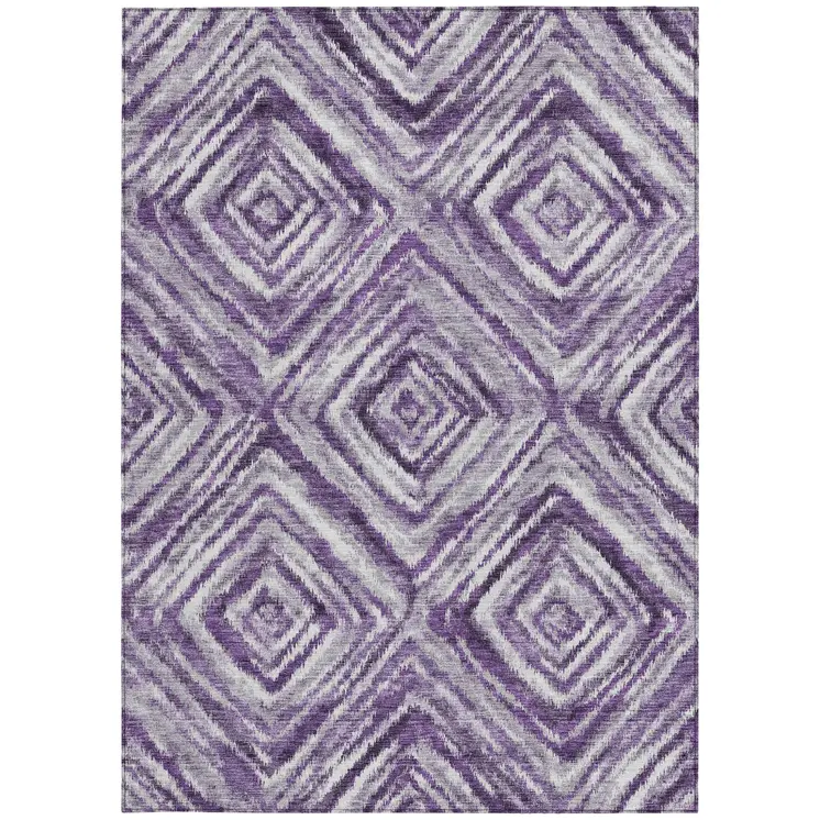 3' X 5' Purple Lavender And Gray Geometric Washable Indoor Outdoor Area Rug