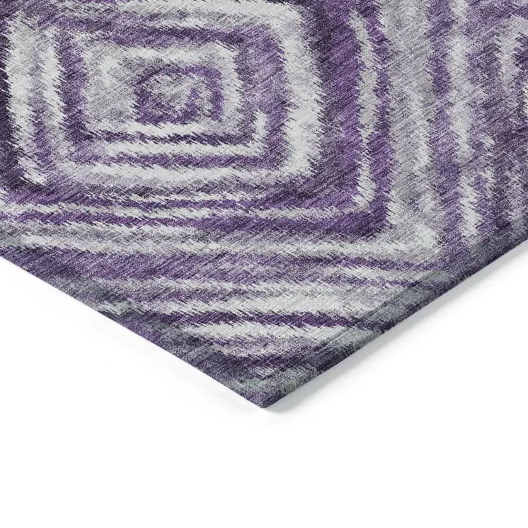 3' X 5' Purple Lavender And Gray Geometric Washable Indoor Outdoor Area Rug