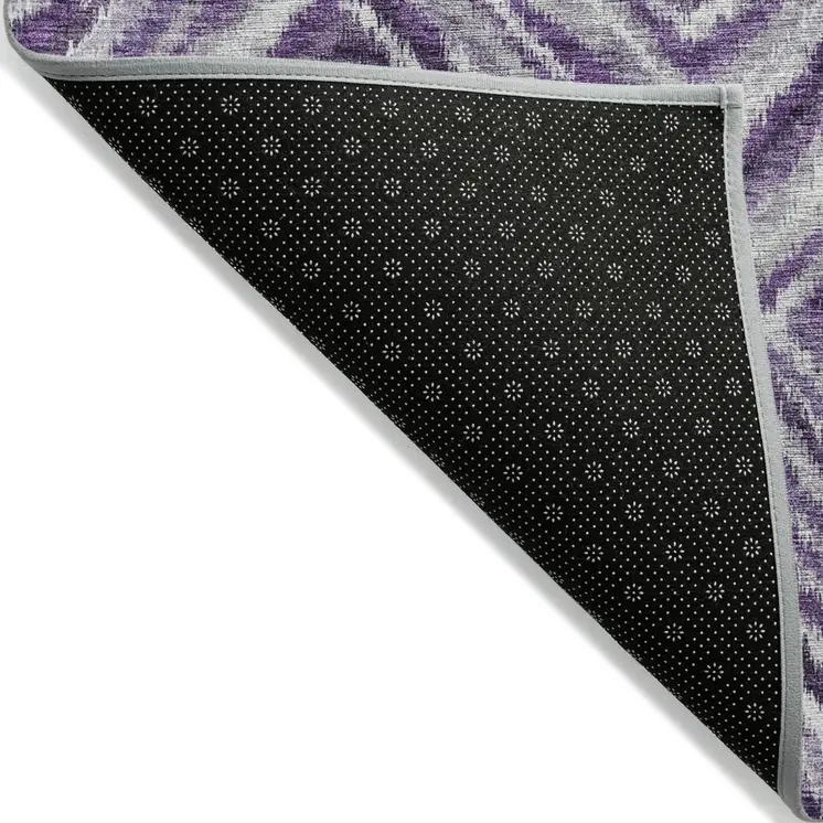 9' X 12' Purple Lavender And Gray Geometric Washable Indoor Outdoor Area Rug