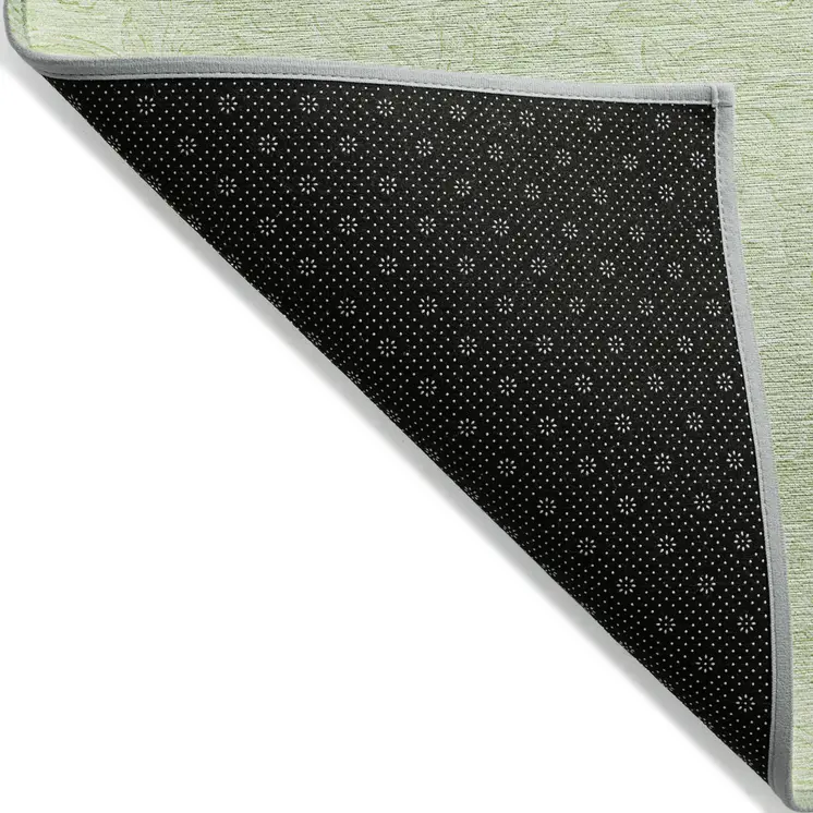 10' X 14' Artichoke Green And Mint Green Floral Washable Indoor Outdoor Area Rug