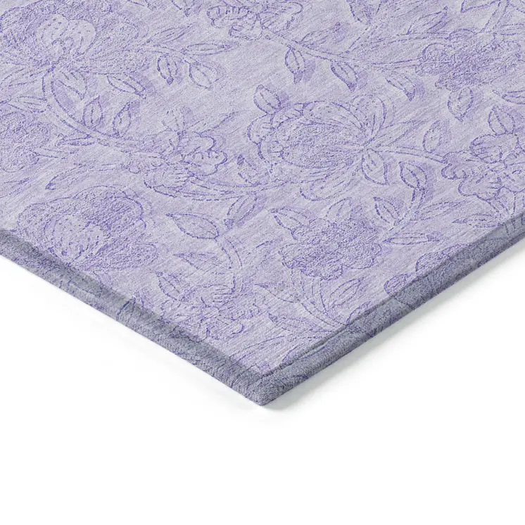 5' X 8' Lilac And Purple Floral Washable Indoor Outdoor Area Rug