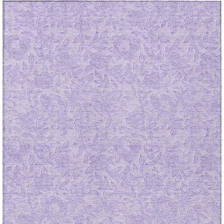 8' X 10' Lilac And Purple Floral Washable Indoor Outdoor Area Rug