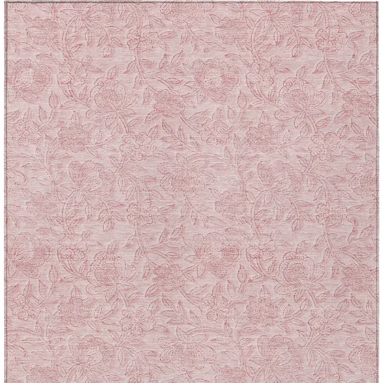 3' X 5' Pink And Red Floral Washable Indoor Outdoor Area Rug