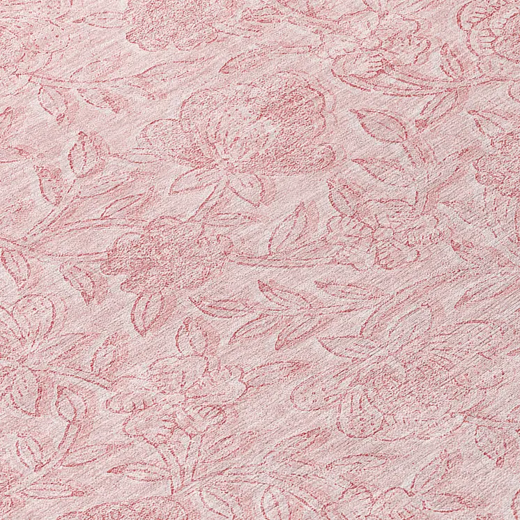 8' Pink And Red Round Floral Washable Indoor Outdoor Area Rug