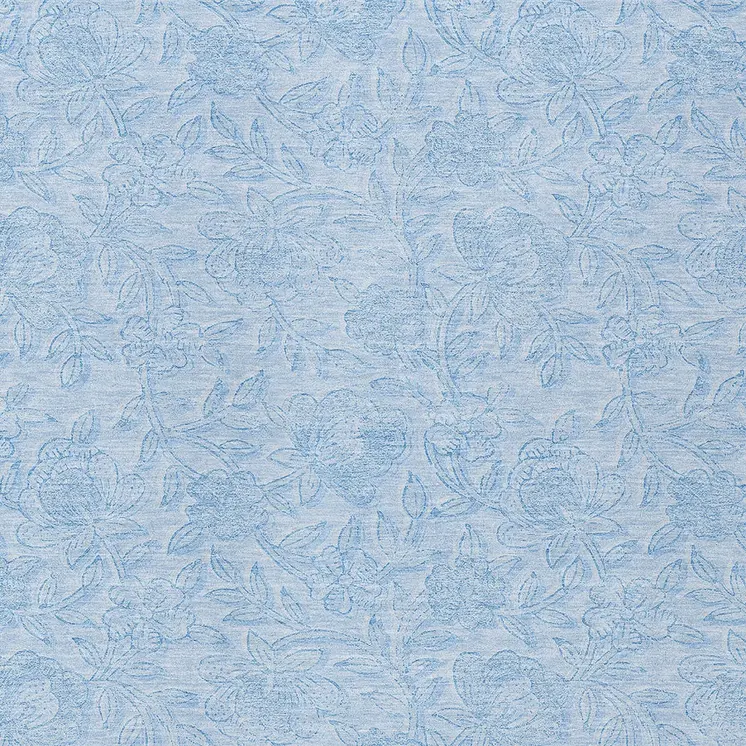 10' X 14' Sky Blue And Blue Floral Washable Indoor Outdoor Area Rug