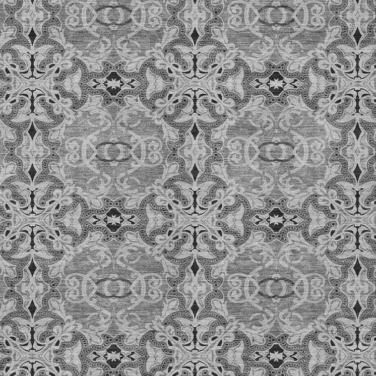 3' X 5' Gray Silver And Charcoal Medallion Washable Indoor Outdoor Area Rug