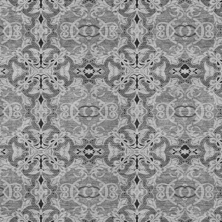 10' X 14' Gray Silver And Charcoal Medallion Washable Indoor Outdoor Area Rug