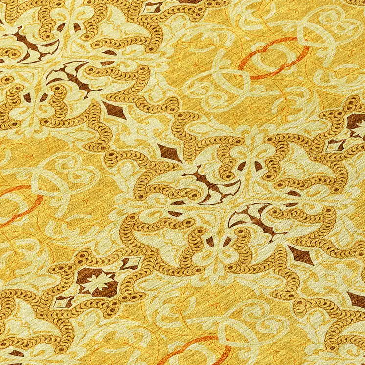 8' X 10' Orange Copper And Gold Medallion Washable Indoor Outdoor Area Rug