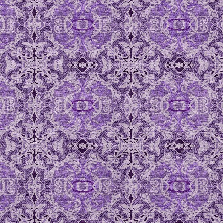 8' X 10' Purple And Lavender Medallion Washable Indoor Outdoor Area Rug