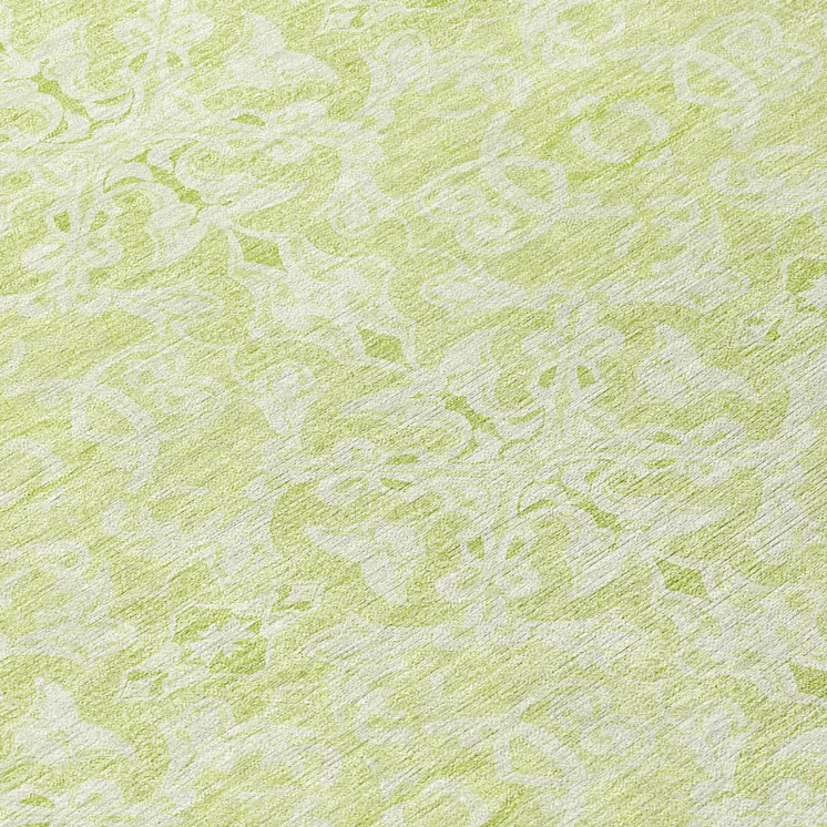 8' Artichoke Green And Green Round Medallion Washable Indoor Outdoor Area Rug