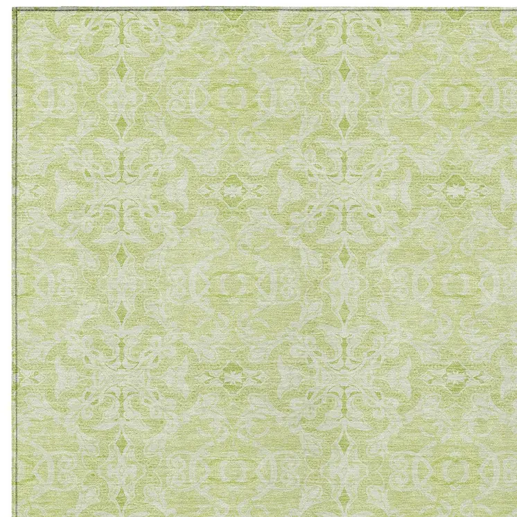 10' X 14' Artichoke Green And Green Medallion Washable Indoor Outdoor Area Rug
