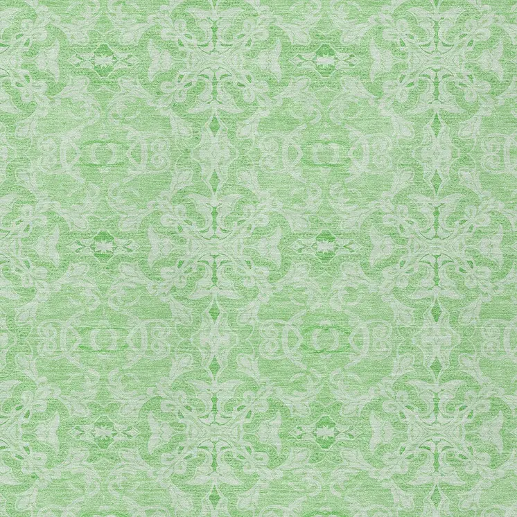 8' X 10' Lime Green And Green Medallion Washable Indoor Outdoor Area Rug
